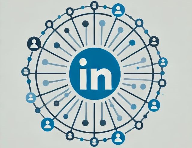 a curcular visual with a linkedin logo in the middle, representing ways to generate b2b leads on linkedin